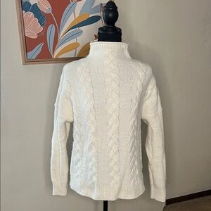 Madewell Grenville Cableknit Mockneck Sweater in antique cream Size M